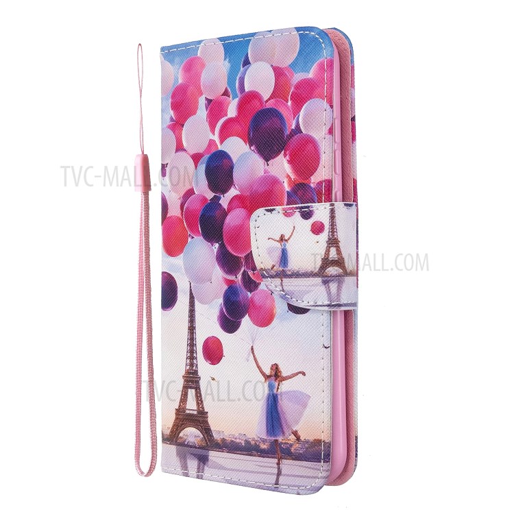 Impression Cas Croix De Téléphone De Surface Pour Huawei Y6 (2019, Avec Capteur D'empreinte Digitale) / Y6 Premier (2019) / Pro Y6 (2019) / Honneur 8a / 9e Profiter - Ballon Et La Tour Eiffel-3