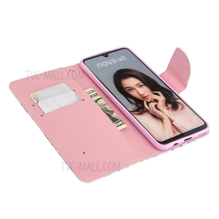 Cross Texture Pattern Printing Wallet Stand Leather Phone Case for Huawei P30 Lite - Butterfly-5