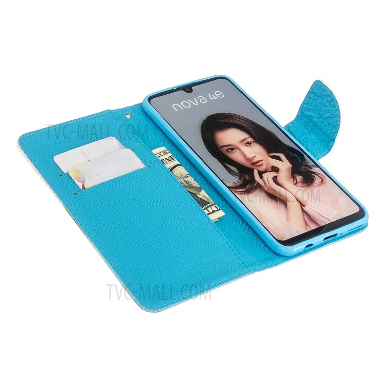 Cross Texture Pattern Printing Wallet Stand Leather Phone Case for Huawei P30 Lite/nova 4e/P30 lite New Edition - Colorful Land-5
