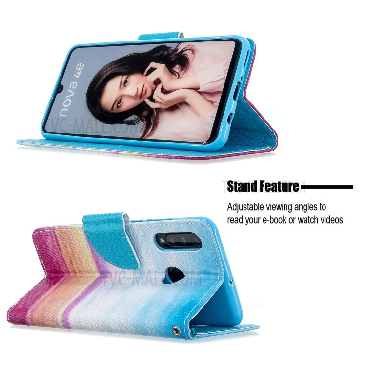 Cross Texture Pattern Printing Wallet Stand Leather Phone Case for Huawei P30 Lite/nova 4e/P30 lite New Edition - Colorful Land-6