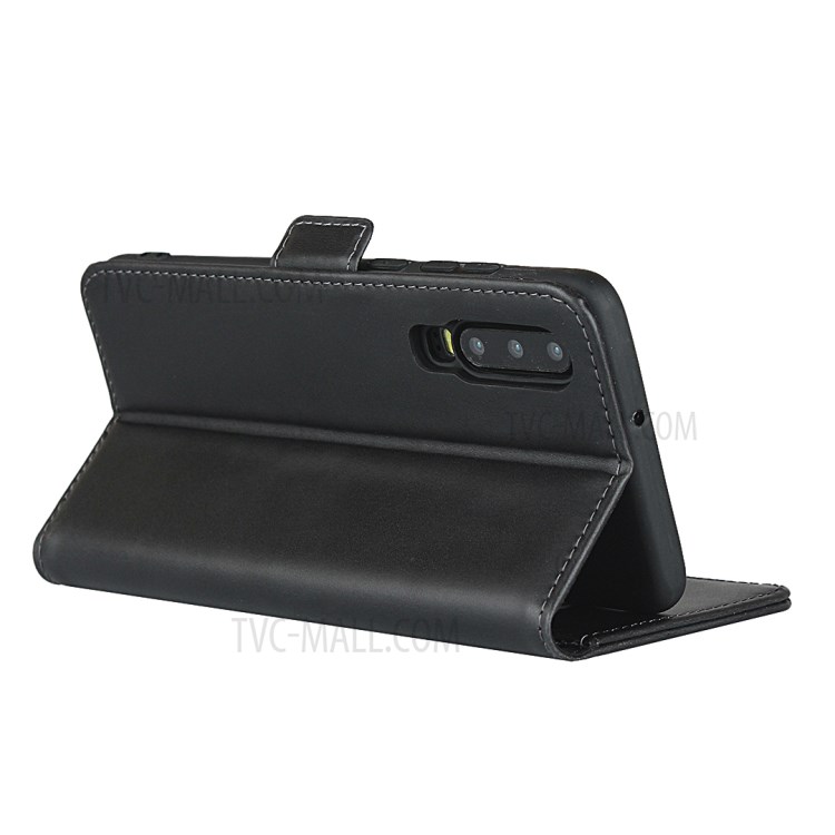 Magnet Adsorption Genuine Leather Wallet Stand Phone Casing for Huawei P30 - Black-5