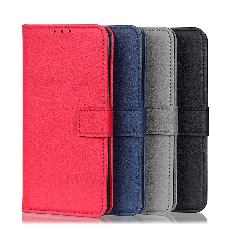 Litchi Grain Wallet Stand Leather Phone Case Shell for Huawei P40 Pro - Black-12