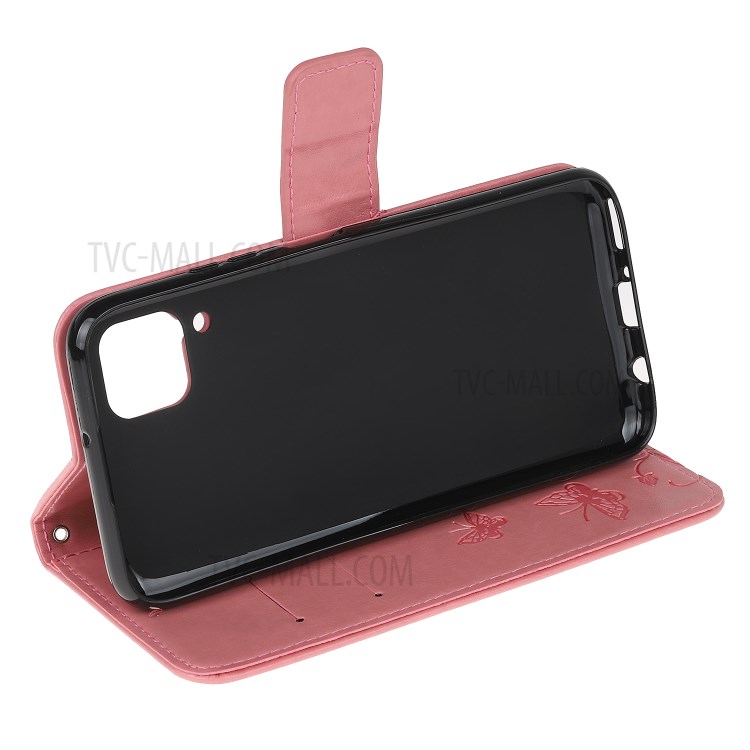 Imprint Butterfly Flower Wallet Leather Cover for Huawei P40 Lite/nova 7i/nova 6 SE - Pink-4