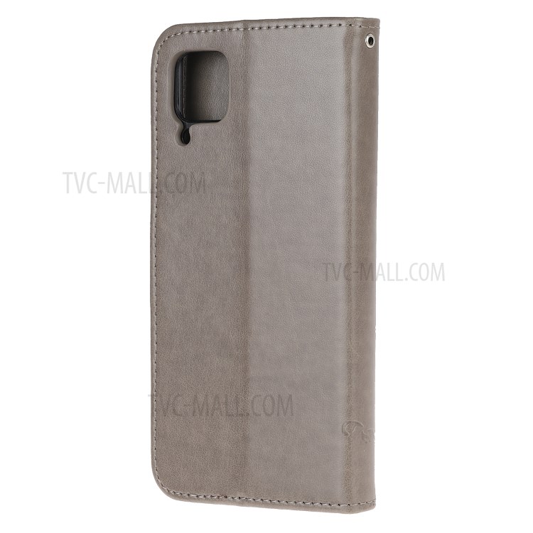 Imprint Butterfly Flower Wallet Leather Cover for Huawei P40 Lite/nova 7i/nova 6 SE - Grey-3