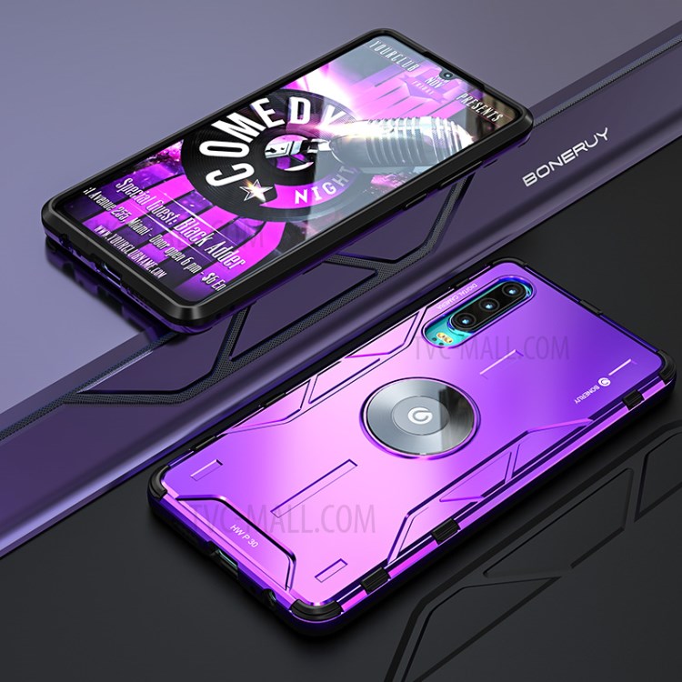 For Huawei P30 Magic Shield Aluminum Alloy + Silicone Hybrid Mobile Shell - Purple-1