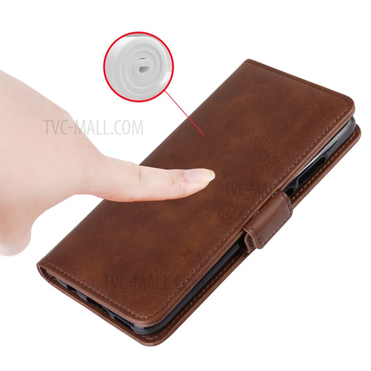 Magnet Adsorption Leather Wallet Stand Phone Shell Cover for Huawei P40 Pro - Coffee-2