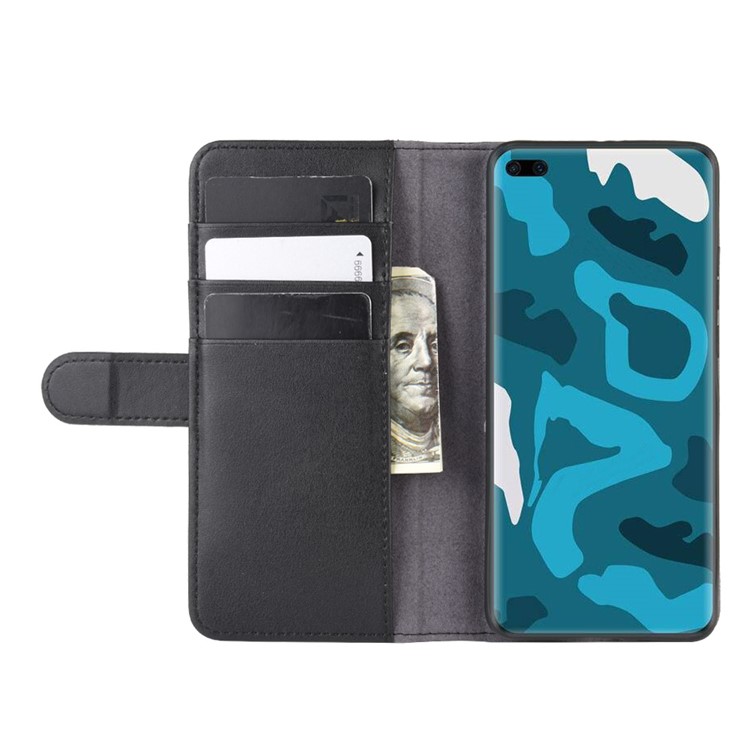 Split Leather Wallet Flip Stand Phone Case for Huawei P40 Pro - Black-6