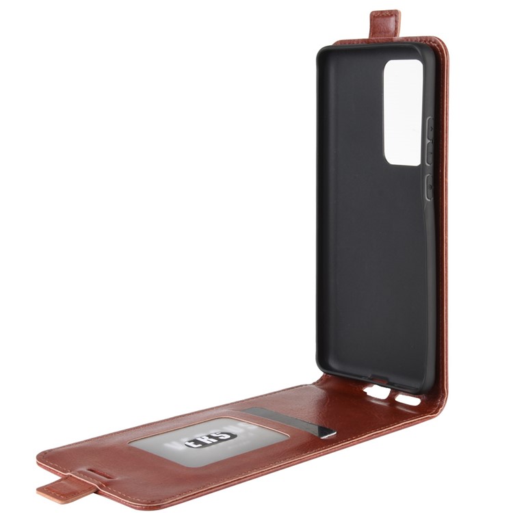 Crazy Horse Vertical Leather Case with Card Slot Protective Cover for Huawei P40 Pro - Brown-9