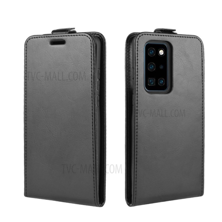 Crazy Horse Vertical Leather Case with Card Slot Protective Cover for Huawei P40 Pro - Black-2