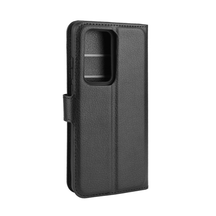 Litchi Texture Leather Wallet Stand Case Phone Shell for Huawei P40 Pro - Black-7