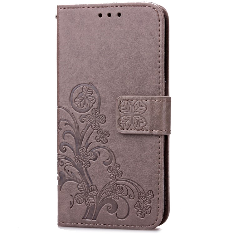 Imprinted Four-leaf Clovers Leather Stand Cover for Huawei Honor 5c / GT3 - Grey-3