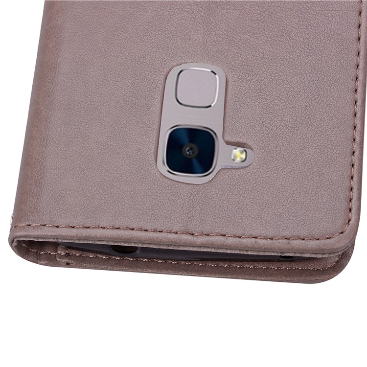 Imprinted Four-leaf Clovers Leather Stand Cover for Huawei Honor 5c / GT3 - Grey-7