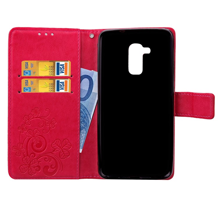 Imprinted Four-leaf Clovers Leather Wallet Case for Huawei Honor 5c / GT3 - Rose-4