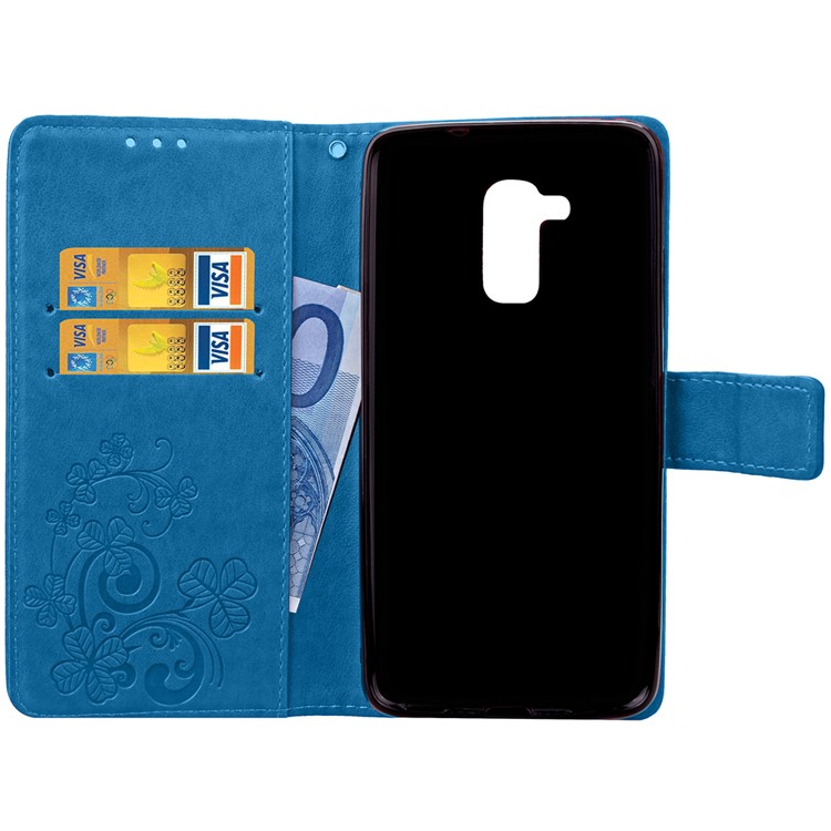Imprinted Four-leaf Clovers Leather Wallet Cover for Huawei Honor 5c / GT3 - Blue-5