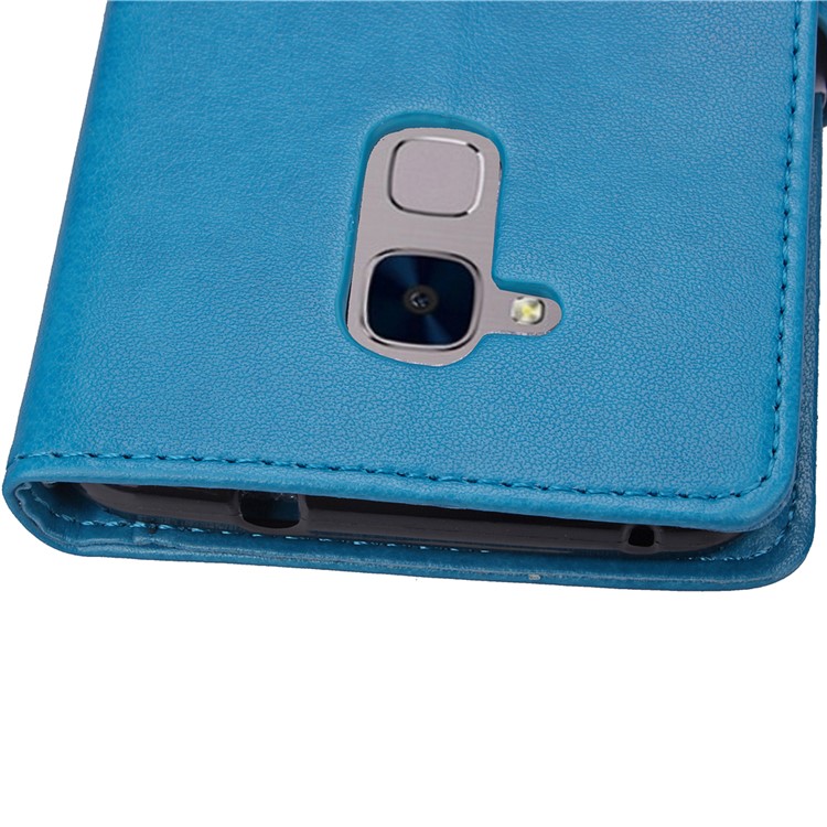 Imprinted Four-leaf Clovers Leather Wallet Cover for Huawei Honor 5c / GT3 - Blue-7
