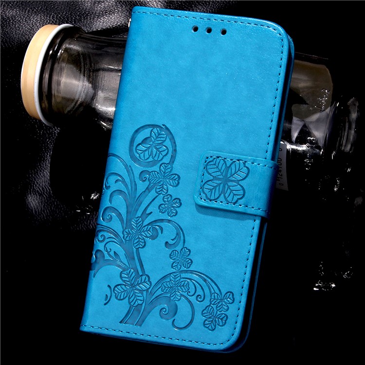 Imprinted Four-leaf Clovers Leather Wallet Cover for Huawei Honor 5c / GT3 - Blue-8