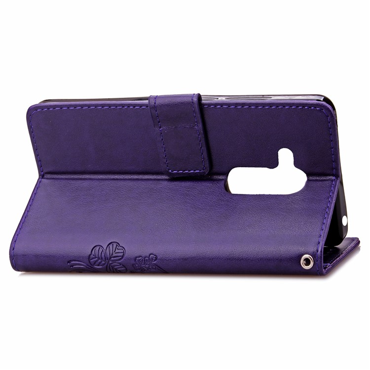 Imprinted Four-leaf Clovers Leather Flip Case for Huawei Honor 5c / GT3 - Purple-6