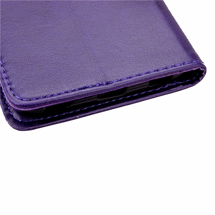 Imprinted Four-leaf Clovers Leather Flip Case for Huawei Honor 5c / GT3 - Purple-8