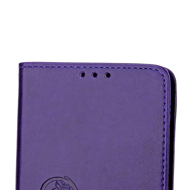 Imprinted Four-leaf Clovers Leather Flip Case for Huawei Honor 5c / GT3 - Purple-9