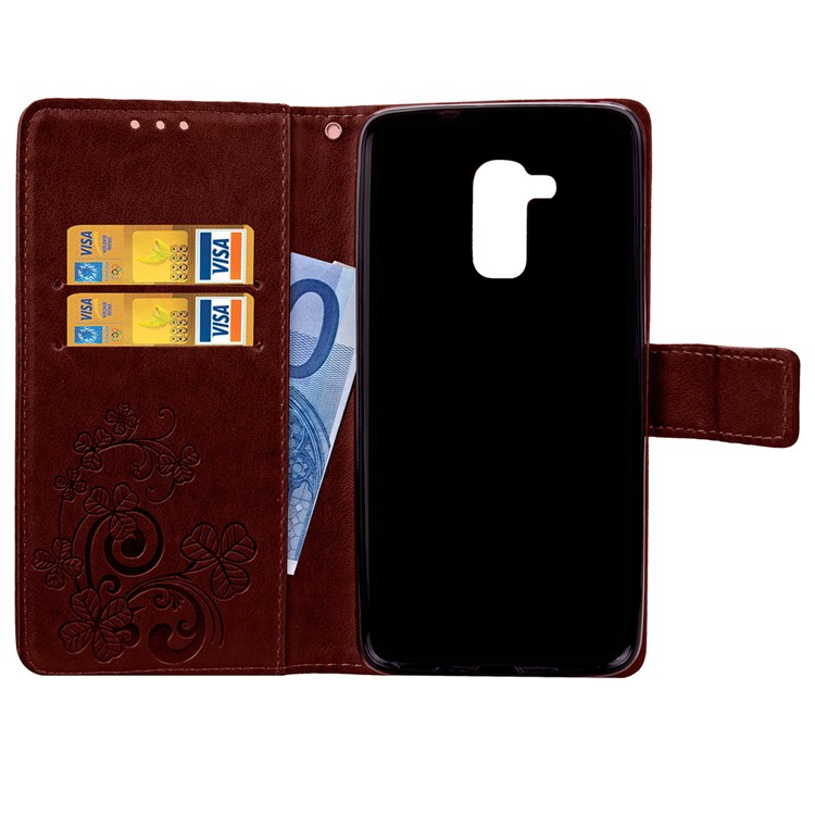 Imprinted Four-leaf Clovers Leather Shell for Huawei Honor 5c / GT3 - Brown-4