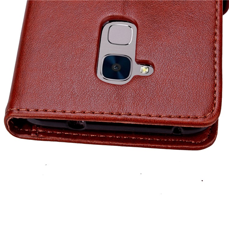 Imprinted Four-leaf Clovers Leather Shell for Huawei Honor 5c / GT3 - Brown-7