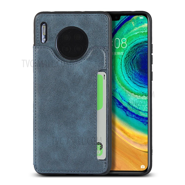 PU Leather + TPU Protection Kickstand Phone Case with Card Slots and Handy Strap for Huawei Mate 30 - Blue-13