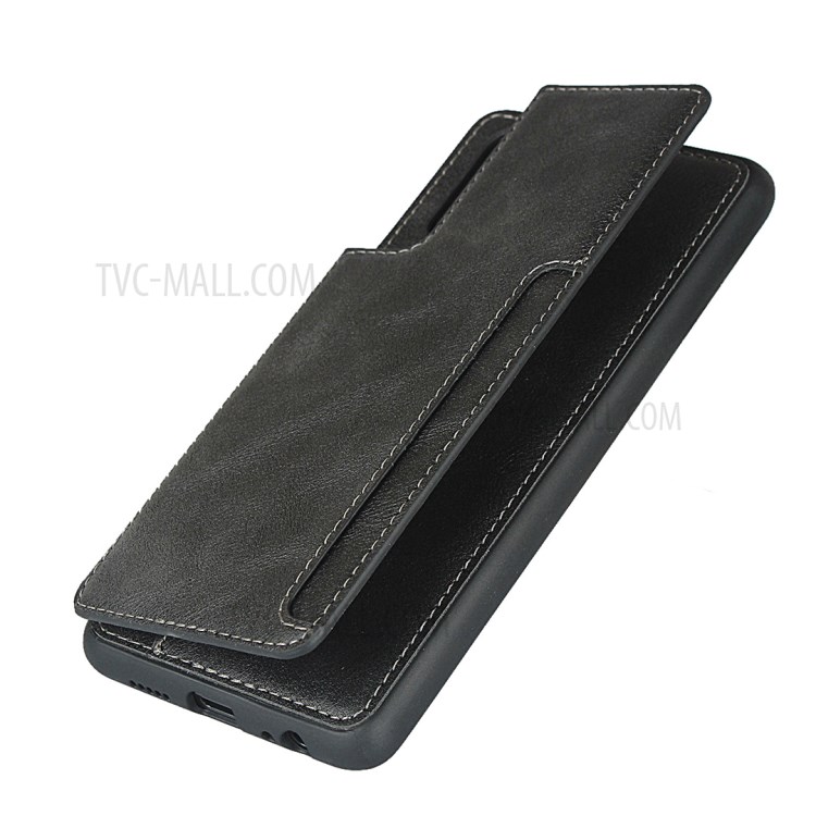 PU Leather + TPU Protection Kickstand Phone Case with Card Slots and Handy Strap for Huawei P30 - Black-12