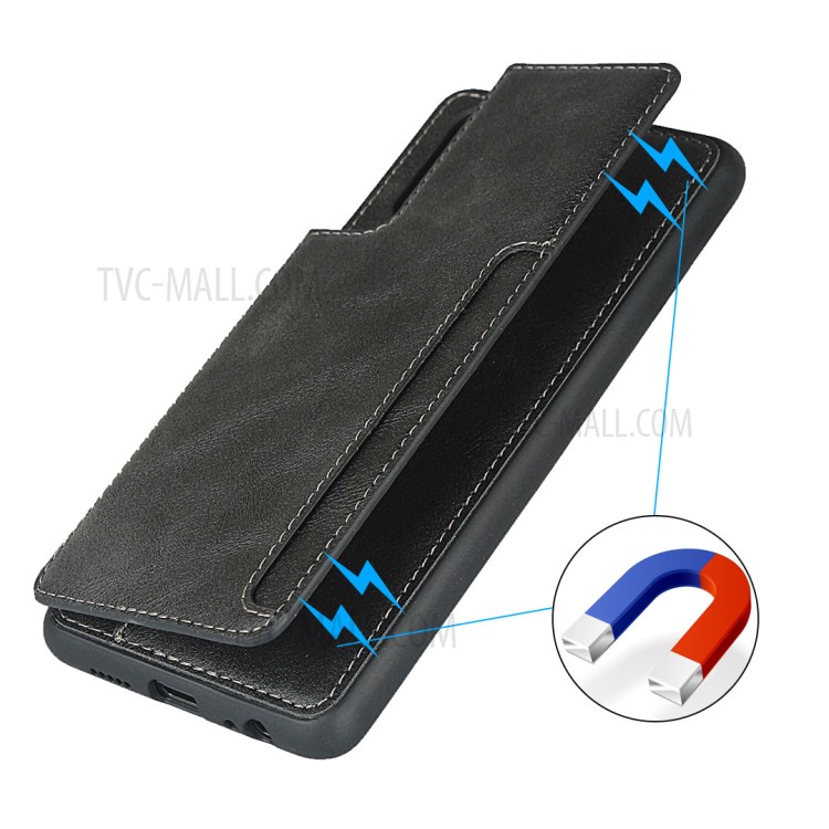 PU Leather + TPU Protection Kickstand Phone Case with Card Slots and Handy Strap for Huawei P30 - Black-13