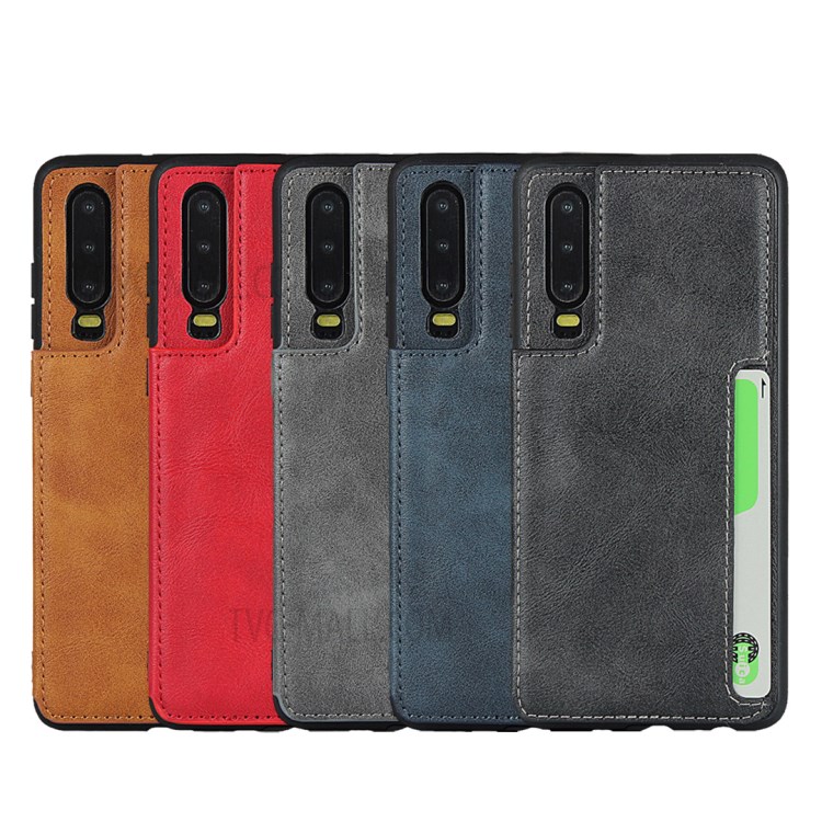 PU Leather + TPU Protection Kickstand Phone Case with Card Slots and Handy Strap for Huawei P30 - Black-14