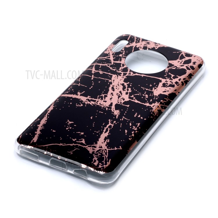 Marble Pattern Rose Gold Electroplating IMD TPU Cover for Huawei Mate 30 Pro - Black-3