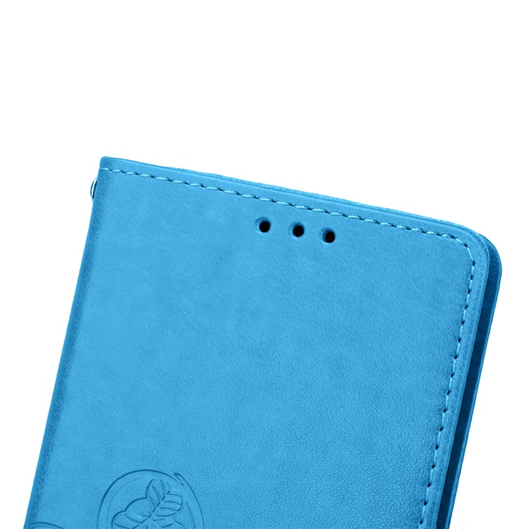 Imprinted Four-leaf Clovers Leather Flip Shell for Huawei Ascend P8 Lite - Blue-11