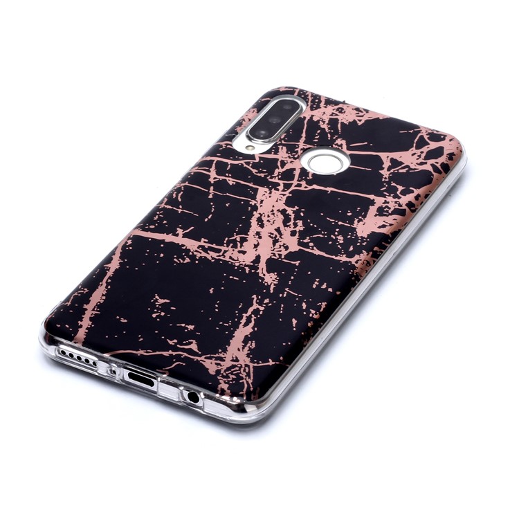 Marble Pattern Electroplating IMD TPU Back Shell for Huawei P30 Lite/Nova 4e - Black-3