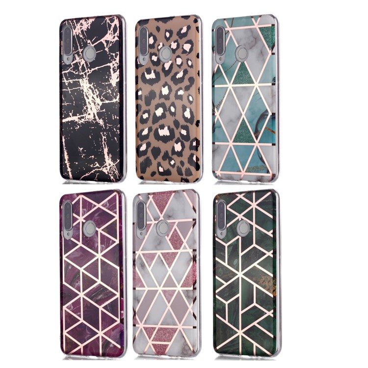 Marble Pattern Electroplating IMD TPU Back Shell for Huawei P30 Lite/Nova 4e - Black-6