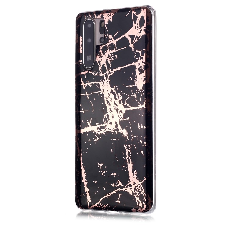 Marble Pattern Rose Gold Electroplating IMD TPU Phone Case for Huawei P30 Pro - Black-2