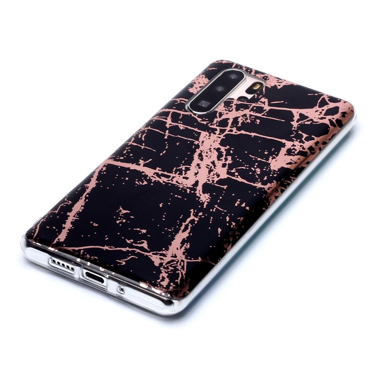 Marble Pattern Rose Gold Electroplating IMD TPU Phone Case for Huawei P30 Pro - Black-3