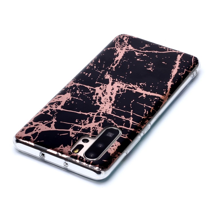 Marble Pattern Rose Gold Electroplating IMD TPU Phone Case for Huawei P30 Pro - Black-4