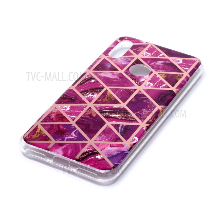 Marble Pattern Rose Gold Electroplated IMD TPU Shell for Huawei Y6 (2019, with Fingerprint Sensor) / Y6 Prime (2019) - Rose-3