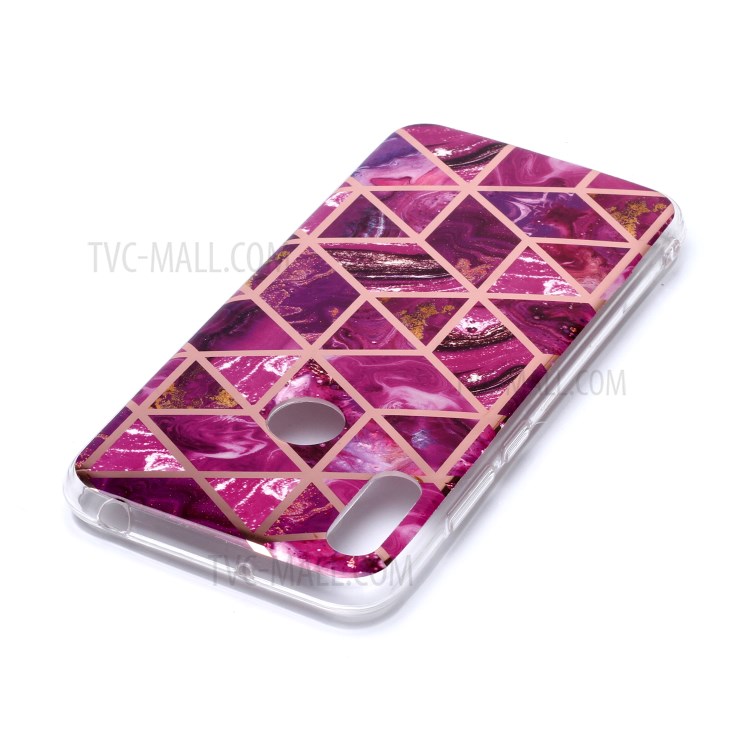 Marble Pattern Rose Gold Electroplated IMD TPU Shell for Huawei Y6 (2019, with Fingerprint Sensor) / Y6 Prime (2019) - Rose-4