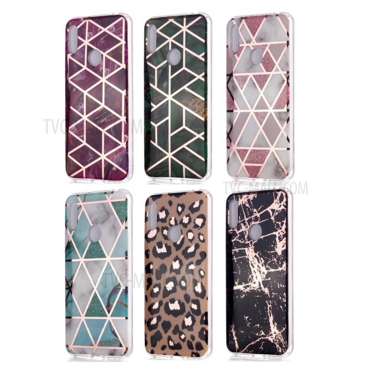 Marble Pattern Rose Gold Electroplated IMD TPU Shell for Huawei Y6 (2019, with Fingerprint Sensor) / Y6 Prime (2019) - Rose-6