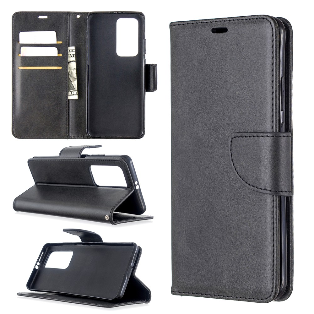 PU Leather Wallet Stand Case Cover for Huawei P40 Pro - Black-1