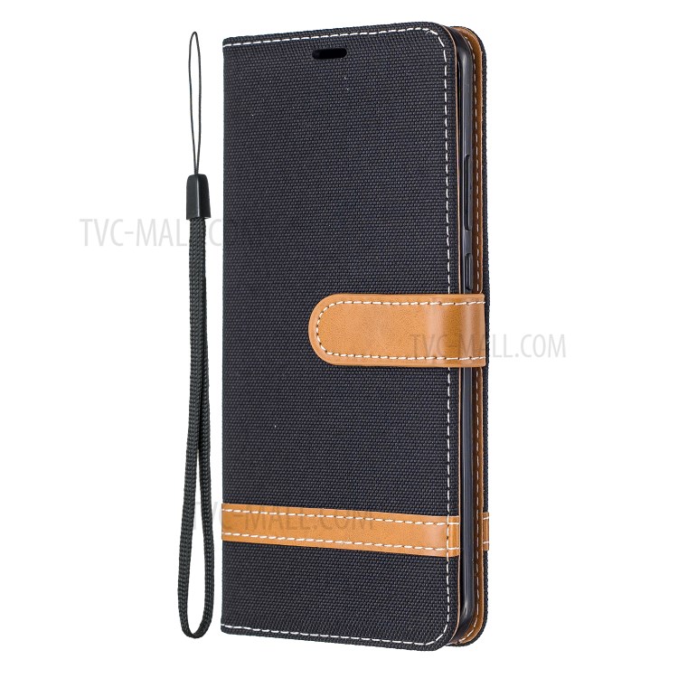 Caso Jeans Di Colore In Pelle Panno Portafoglio Assortiti Per Huawei P40 Pro - Nero-2