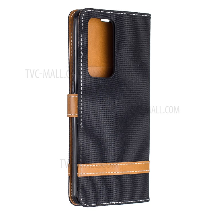 Caso Jeans Di Colore In Pelle Panno Portafoglio Assortiti Per Huawei P40 Pro - Nero-3