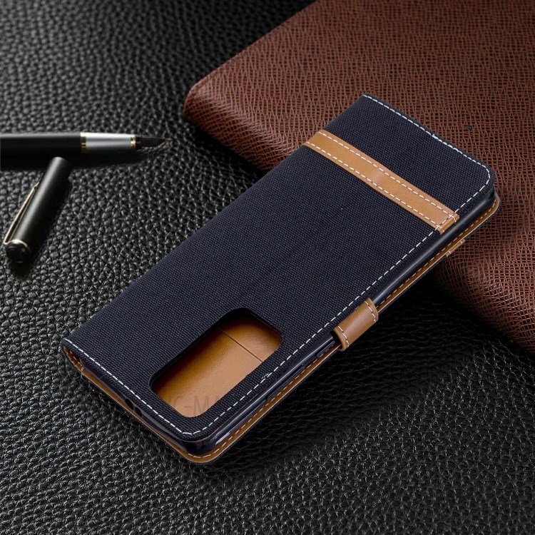 Caso Jeans Di Colore In Pelle Panno Portafoglio Assortiti Per Huawei P40 Pro - Nero-8