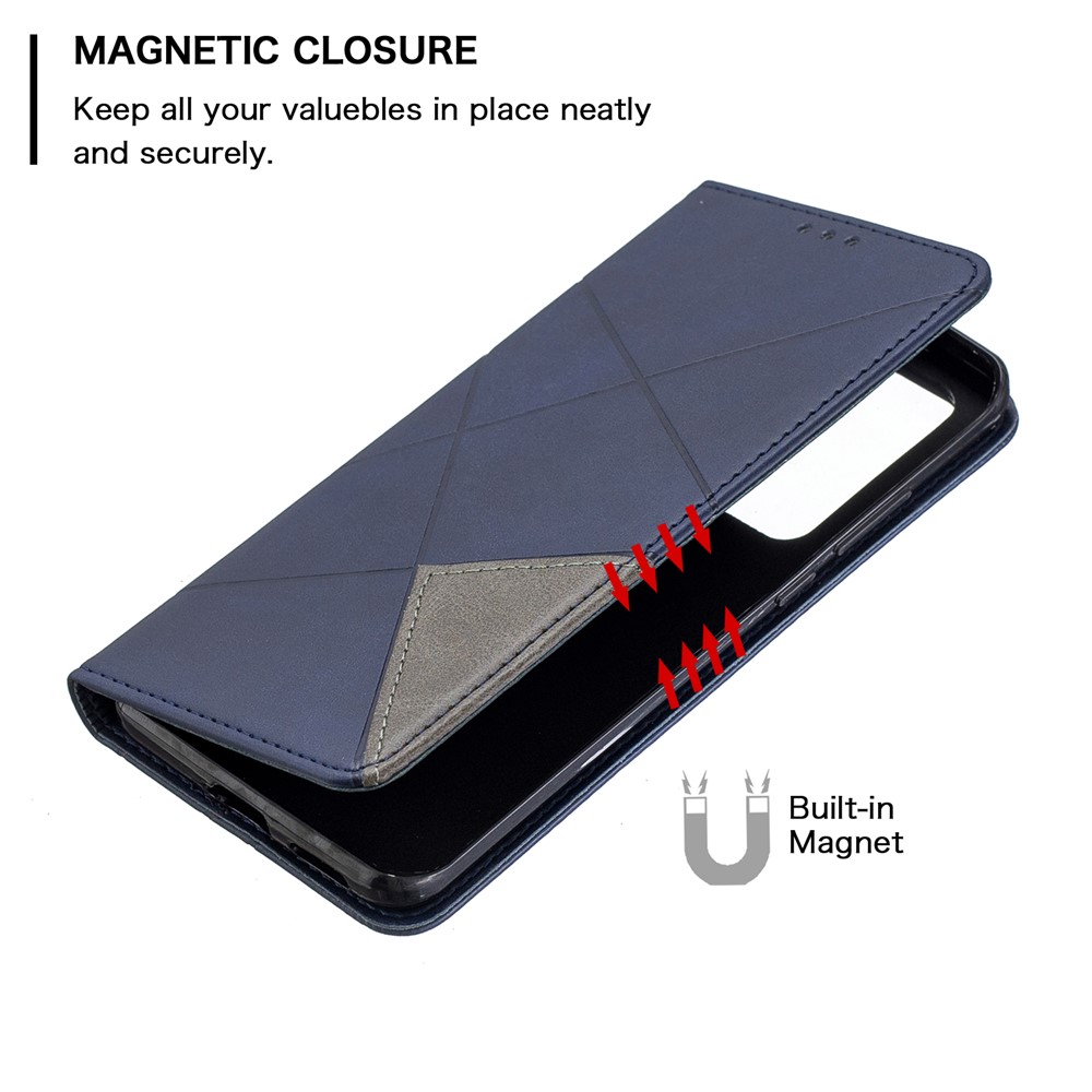 Geometric Pattern Stand Leather Card Holder Case for Huawei P40 Pro - Blue-5
