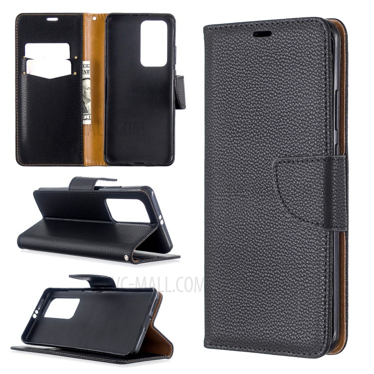 Litchi Skin Wallet Leather Stand Case for Huawei P40 Pro - Black-1