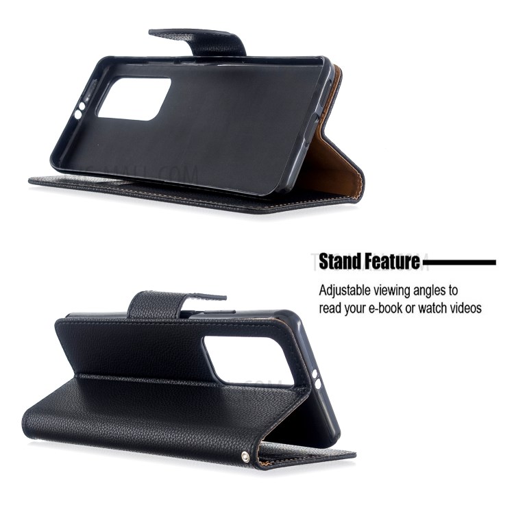 Litchi Skin Wallet Leather Stand Case for Huawei P40 Pro - Black-5