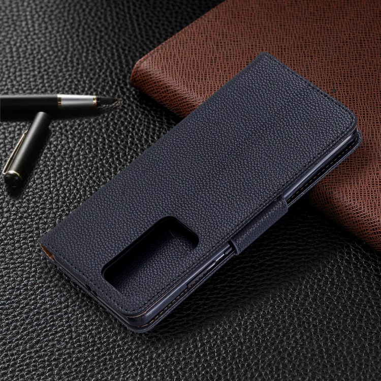 Litchi Skin Wallet Leather Stand Case for Huawei P40 Pro - Black-9