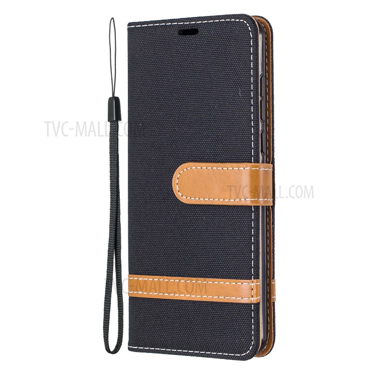 Caso Jeans Di Colore In Pelle Panno Portafoglio Assortiti Per P40 Huawei - Nero-2