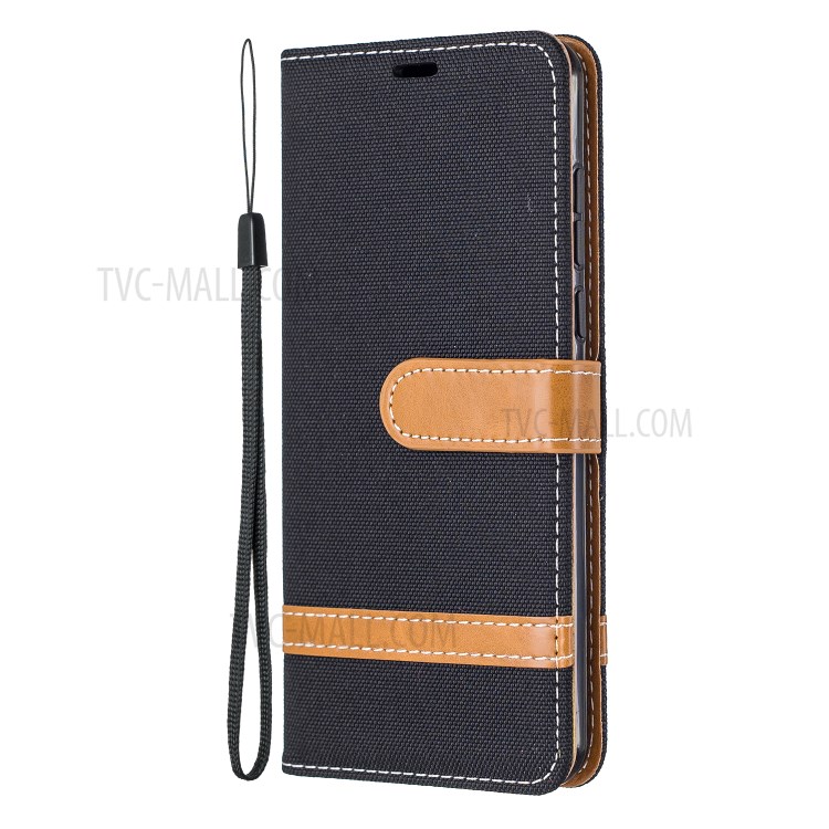 Assorted Color Jeans Cloth Leather Wallet Case for Huawei P40 - Black-2