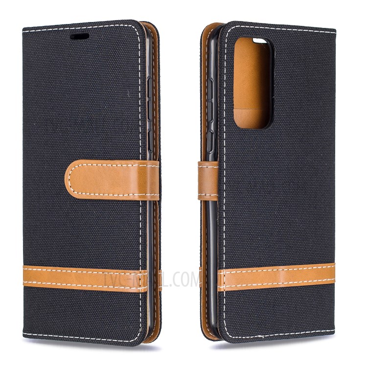 Assorted Color Jeans Cloth Leather Wallet Case for Huawei P40 - Black-4